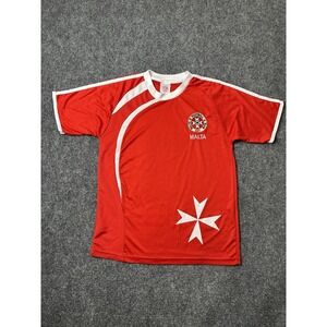Mens Soccer Malta National Team Red White Jersey, Size XS